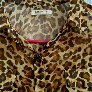 Old Navy Leopard Print dress shirt, long sleeve